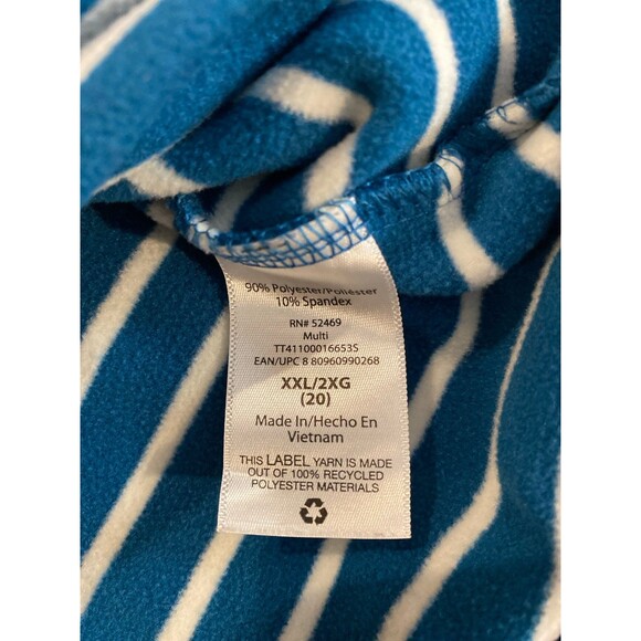 Time and Tru Velour Top Size XXL (20) Cowl Neck Turquoise Green White Stripes - Picture 9 of 11